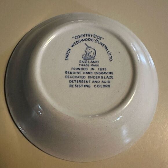 Vintage Enoch Wedgwood England Countryside Blue and White Saucer Plate 5” - Picture 3 of 6